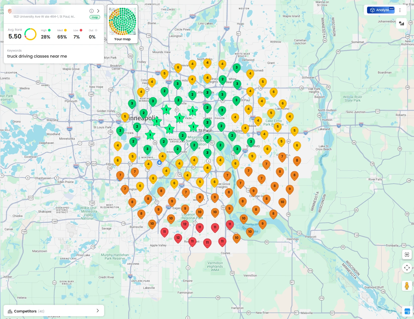 Twin Cities CDL school local ranking scan — starting point