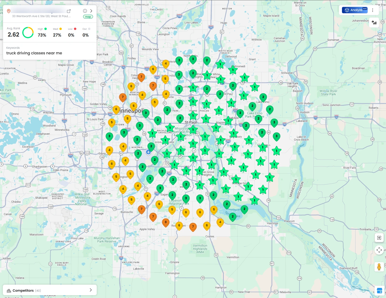 Twin Cities CDL school local ranking scan — improved rankings